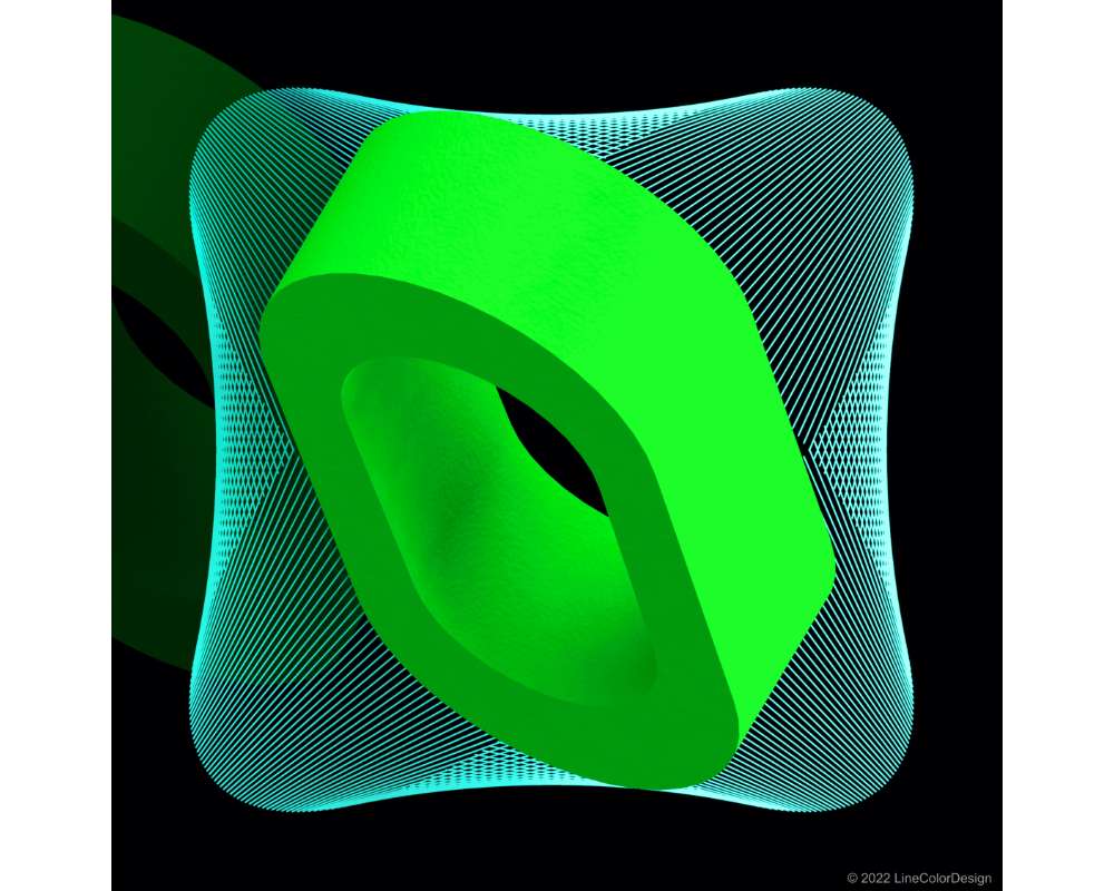 abstract swirling green art over a black background